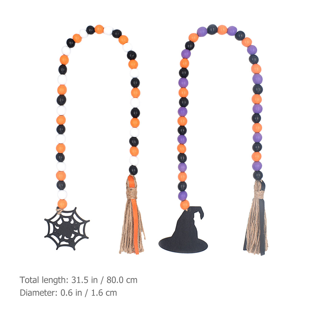 2 Пcs Halloween Деревянные Бусины С Тassel Подвески Украшение Праздничный Подставки (80cm)