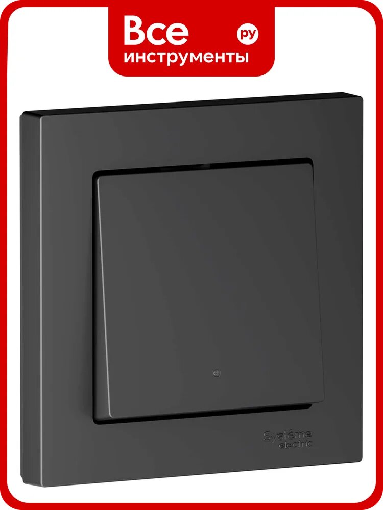 Выключатель Systeme Electric ATLASDESIGN SMART 1-клавишный с подсветкой с опц. нейтралью, Zigbee, сх.1, L(N), 10А, мех, Карбон ATN001015Z