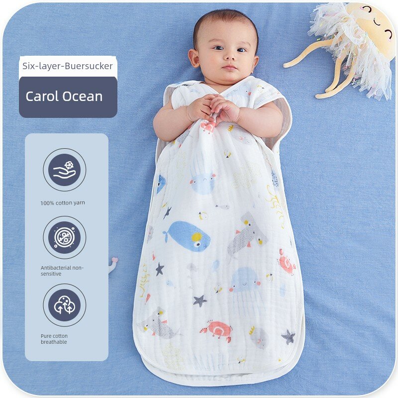 Carroll Ocean 6-слойный летний спальный мешок из хлопка для детей 1-6 лет, размер XL