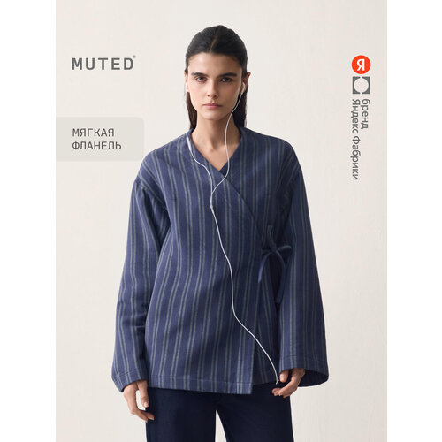 фото Рубашка muted кимоно из фланели, размер xs, темно-синий