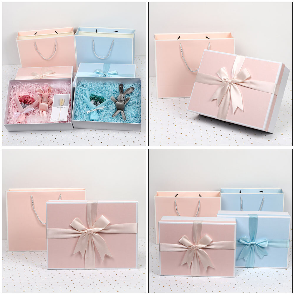Коробка Для Подарков С Ленточкой 1 Шт Розовая 33 5X25CM Для Рождества И Детских Праздников