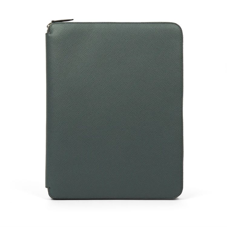 Smythson Органайзер для блокнота A4 Writing Folder with Zip in Panama, темно-зеленый