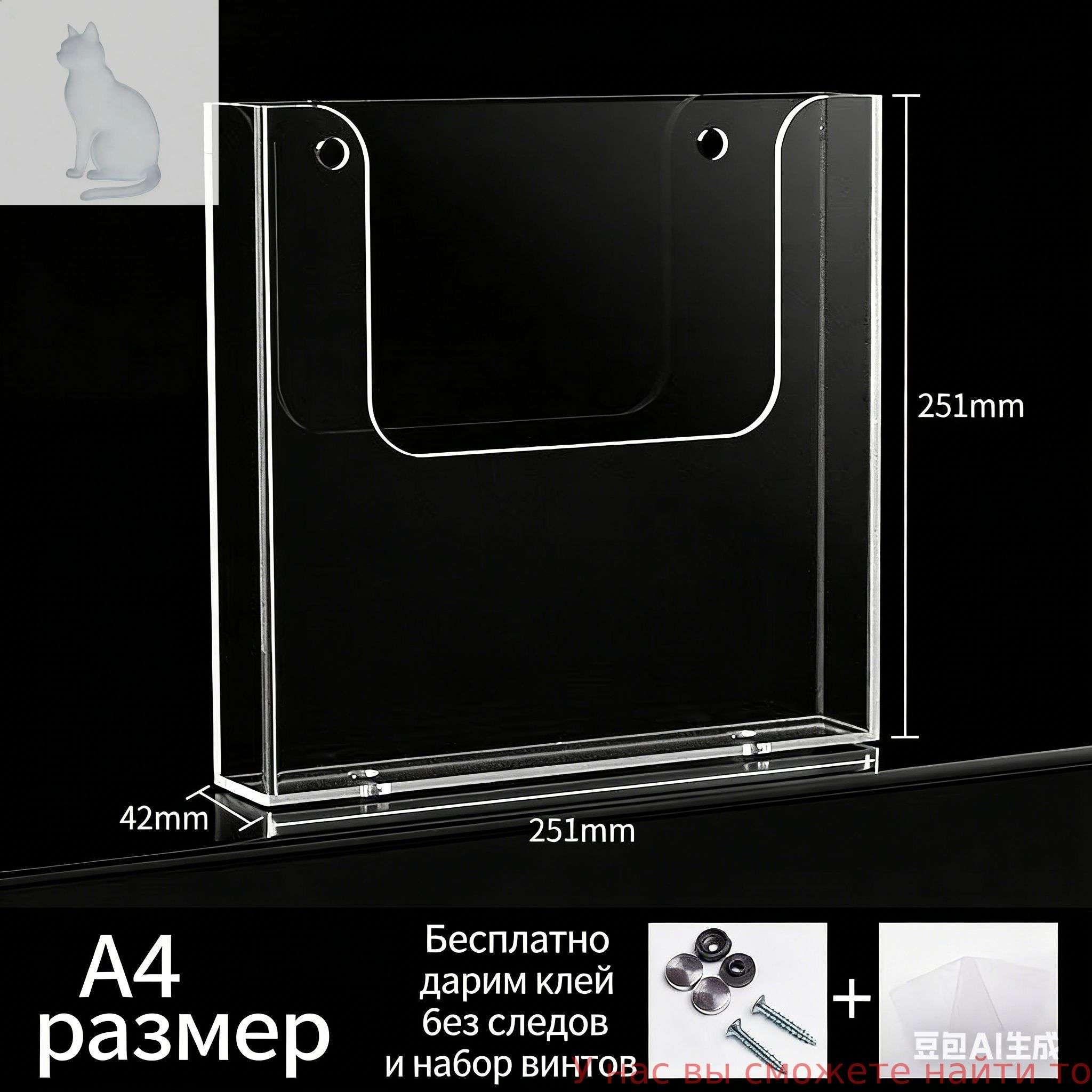 Карман для документов пластиковый объемный навесной А4, информационный объёмный карман, настенный держатель формата А4, 1 шт
