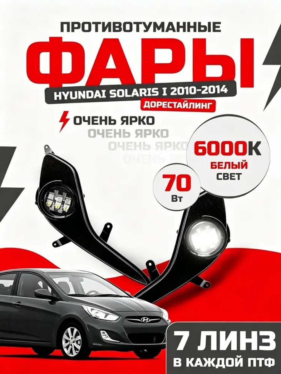Автомобильная фара ATR-D-HS1D, комплект 2 шт. круглая, 70 Вт, 5500 К, 10000 Лм, 12В