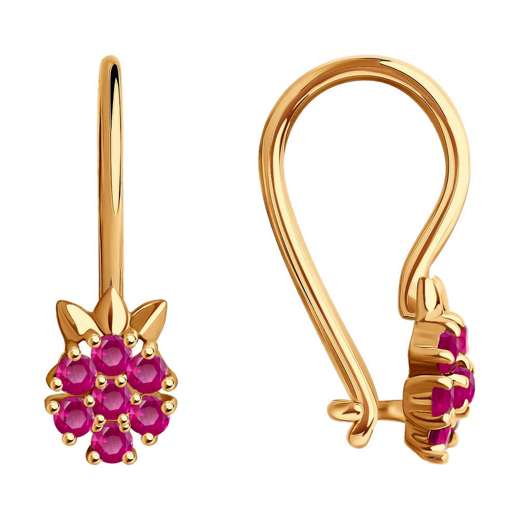 Серьги Diamant online, красное золото, 585 проба, корунд