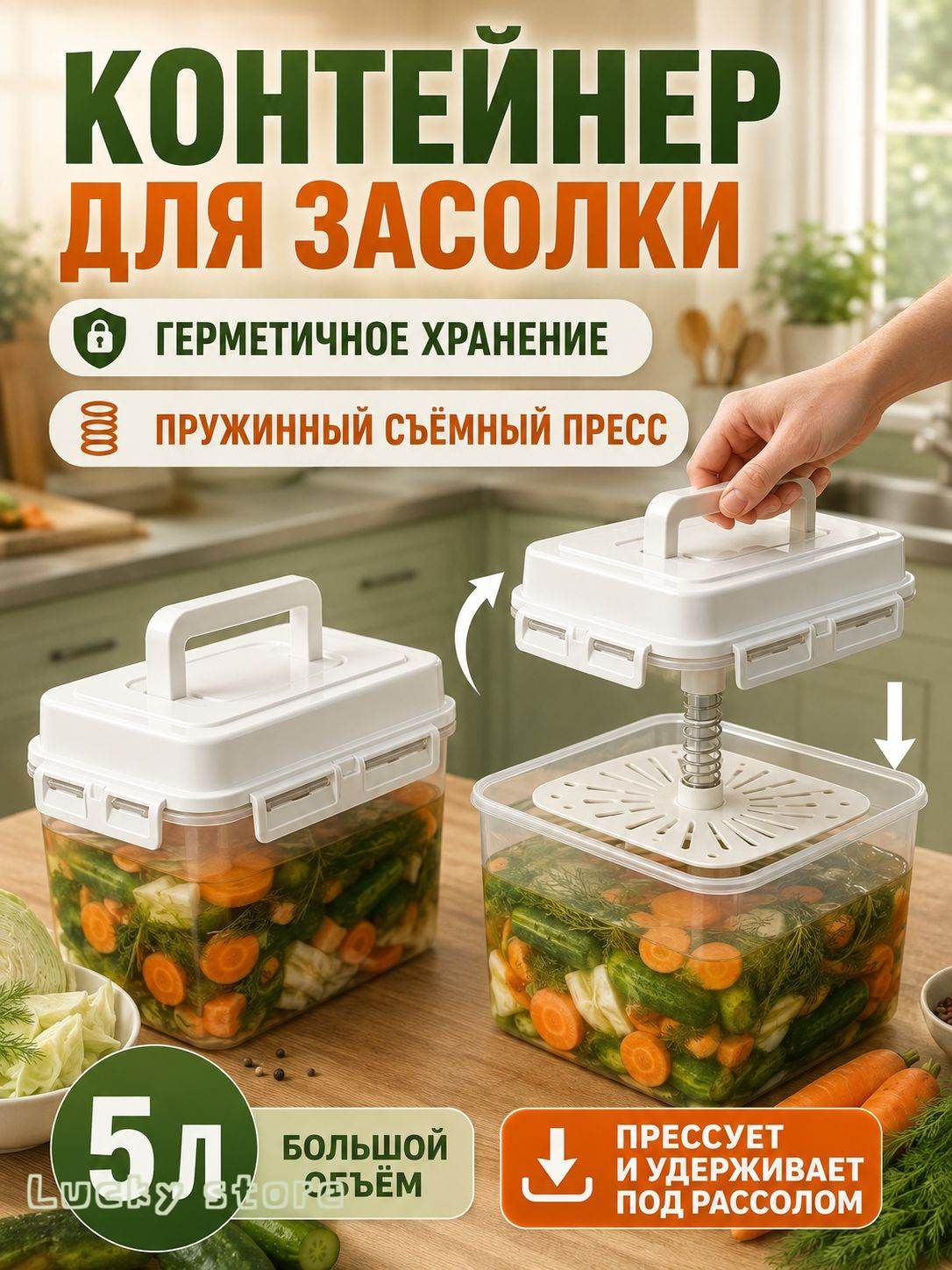 Ведро пищевое 5 л abs пластик, Артикул: 5673916846, Цвет: Белый