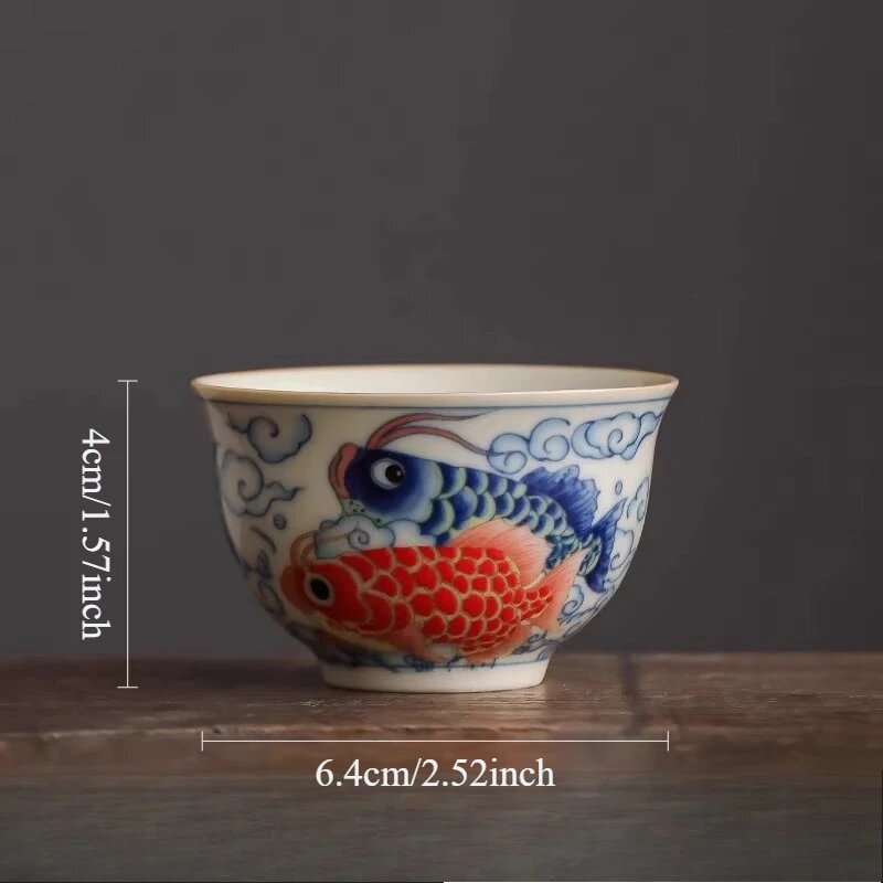 Керамический чайный сервиз JINGDE TEA SET "Dragon Fish Triple Talisman" D-80ml