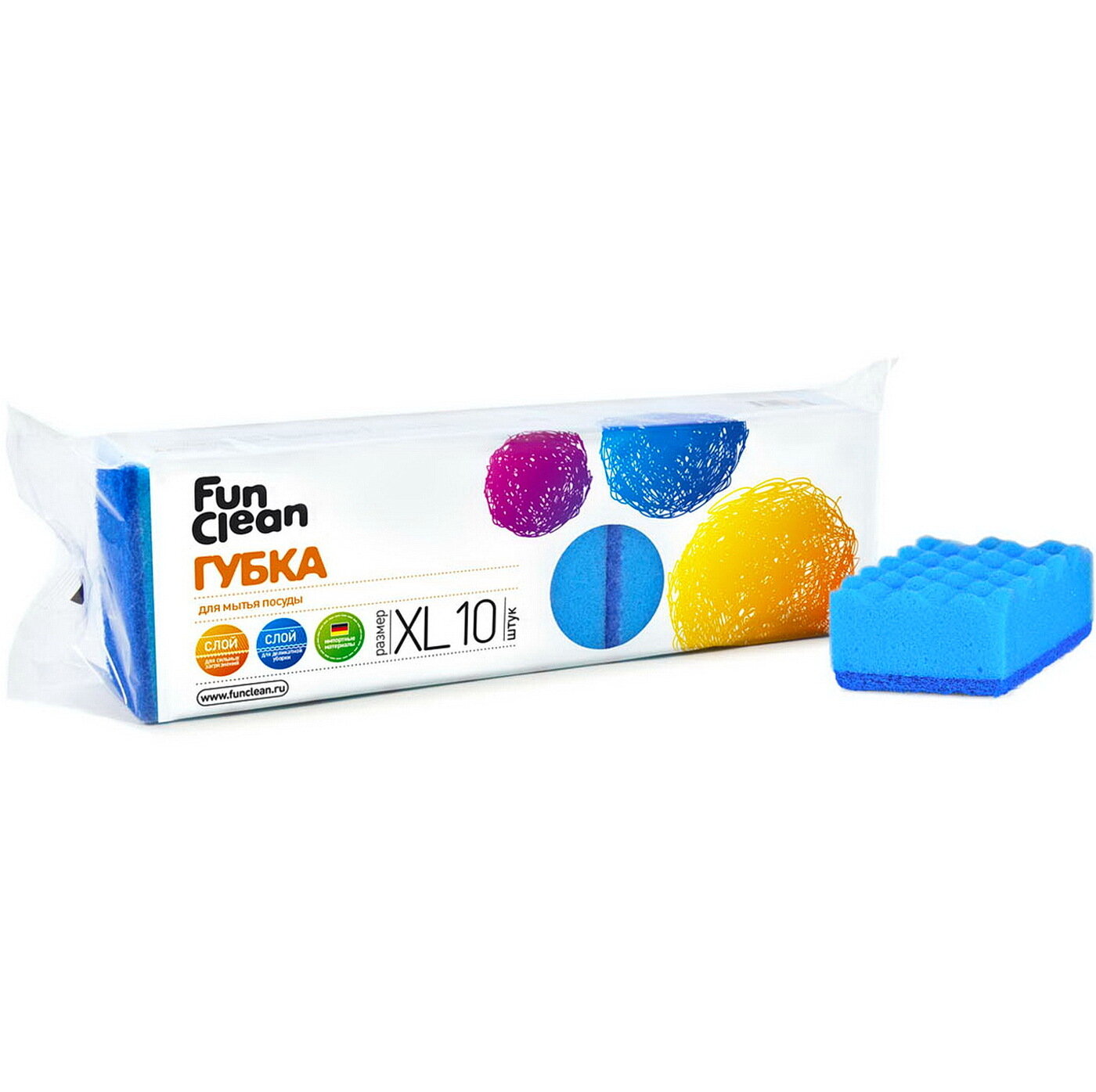 Fun Clean Губка, поролон, 10 шт.