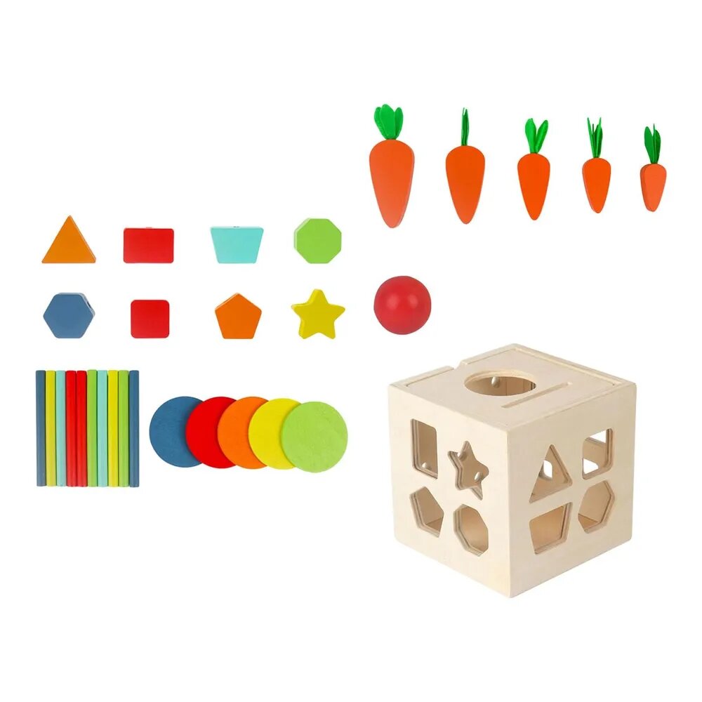 Деревянные игрушки Монтессори Игра Собираем урожай моркови 11,3x11,3x11,2 см