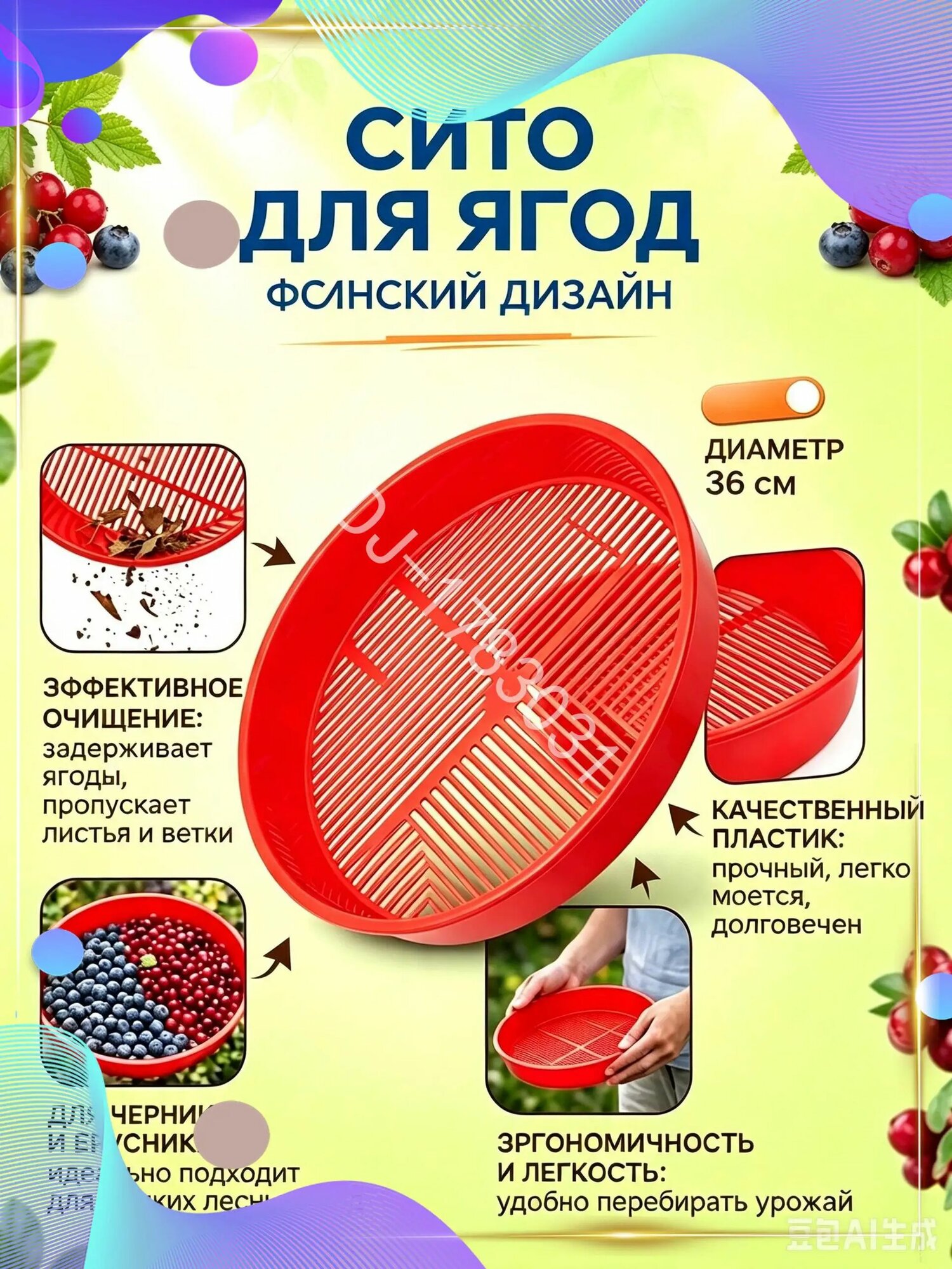 Сито садовое 36 см x 36 см 1 шт пластик