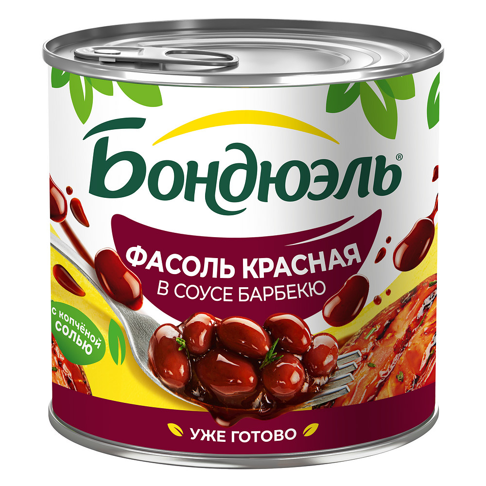 Упаковка из 12 банок Фасоль Бондюэль красная в соусе Барбекю 400г