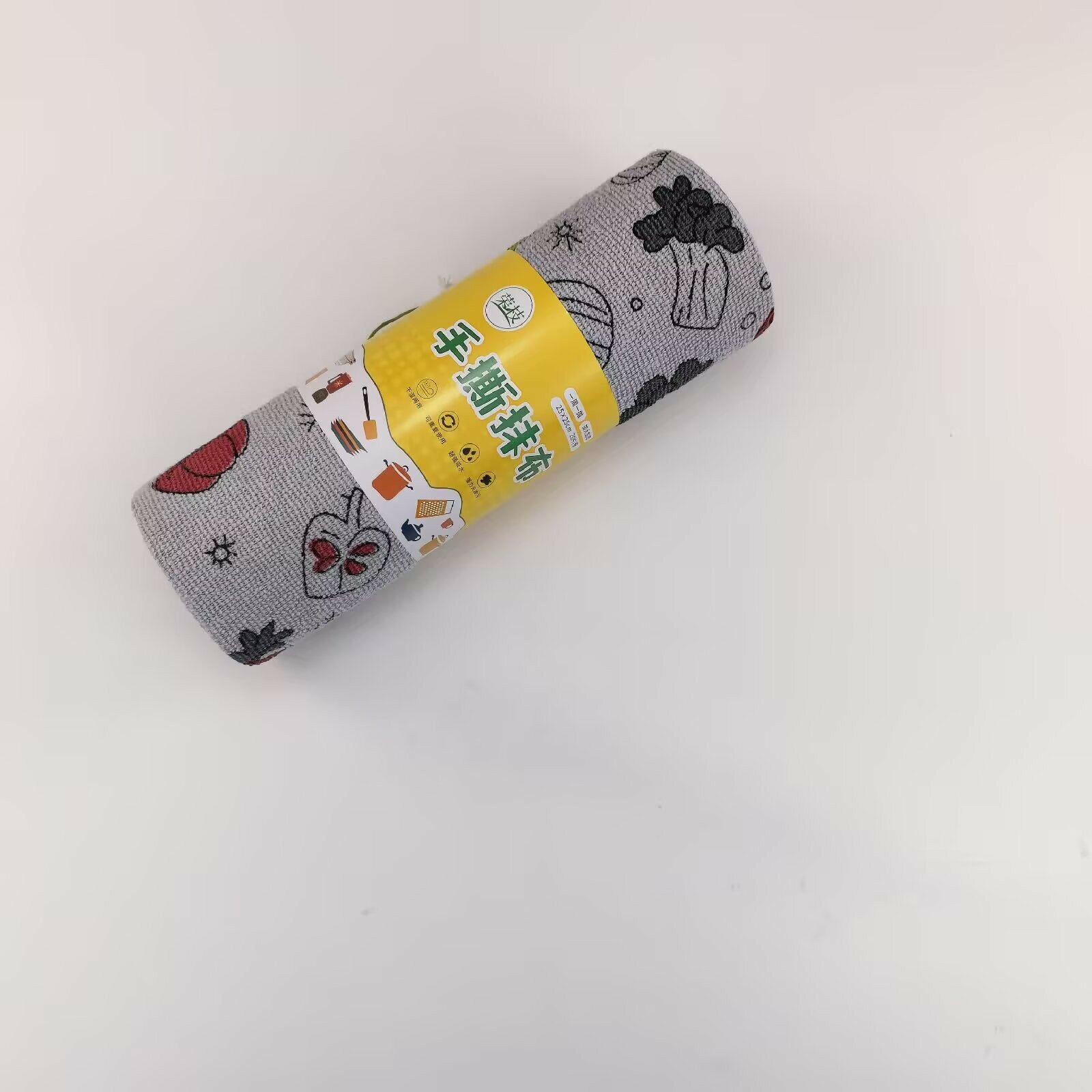 Полотенце для мытья посуды из микрофибры с принтом Тыква отрывное кухонное 25x25 см 1 рулон 20 листов Темно-серый