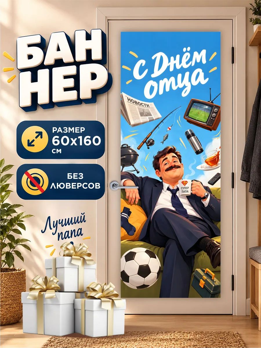 Баннер с Днем отца 160х60 см