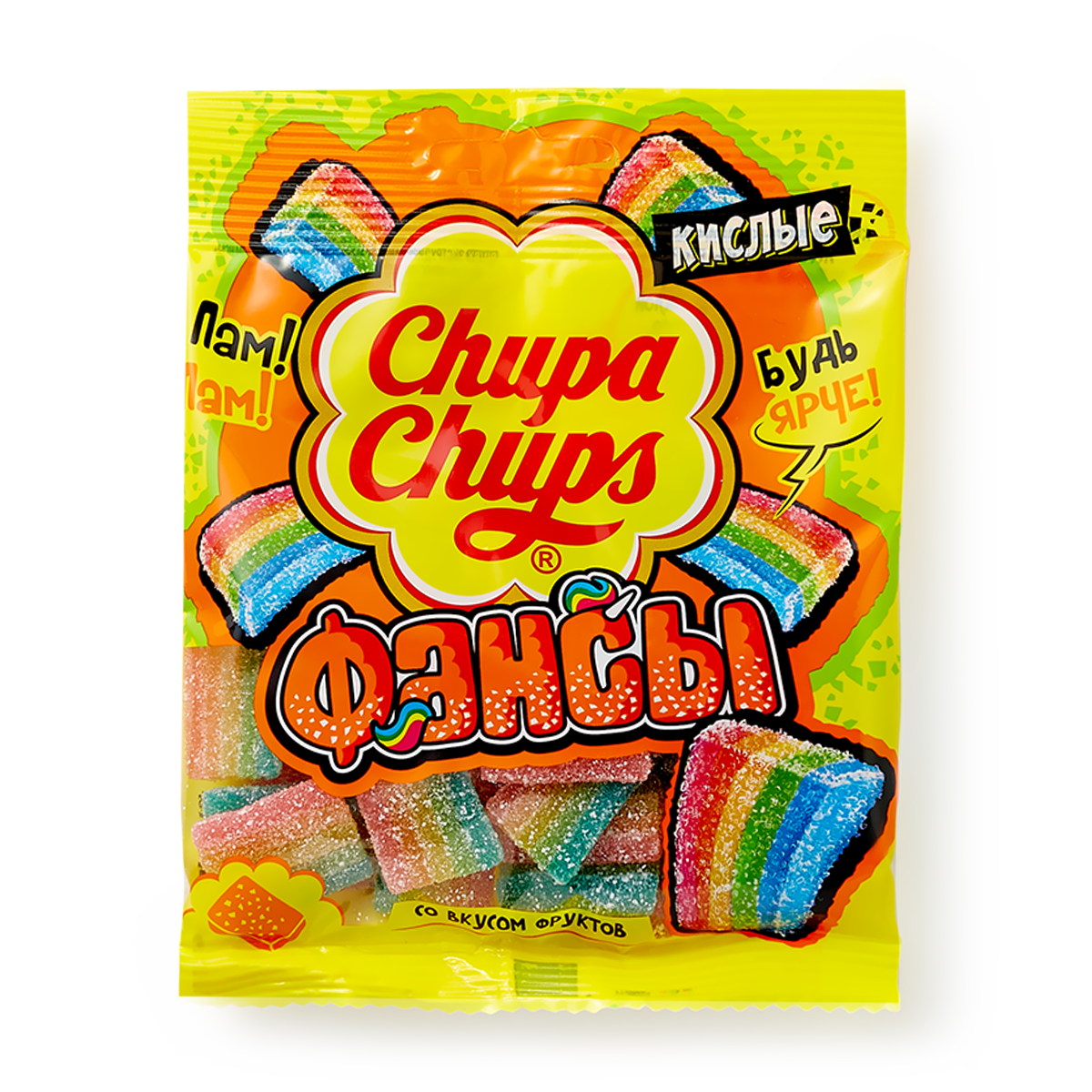 Мармелад жевательный Chupa Chups "Фансы" с фруктовым вкусом кислый, 70 г