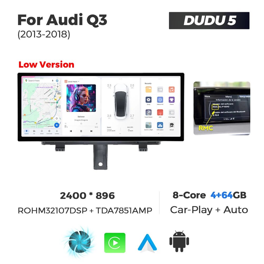 Автомагнитола Android DUDU5 4-64 для Audi Q3 2013-2018 (Low)