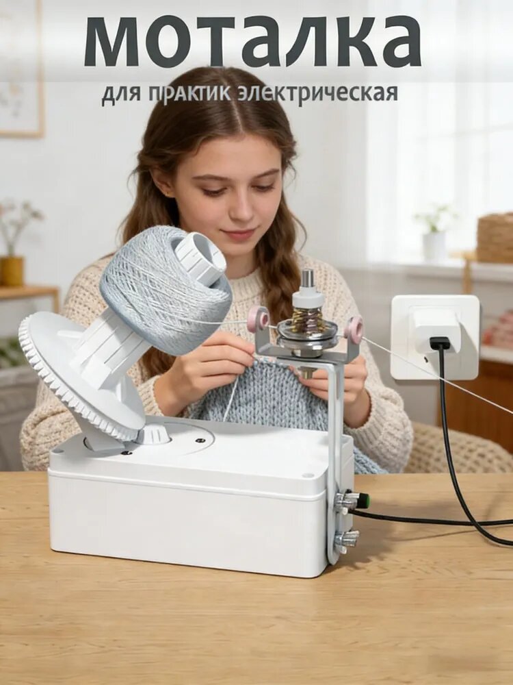 Моталка для пряжи электрическая автоматическая, белая, ABS пластик