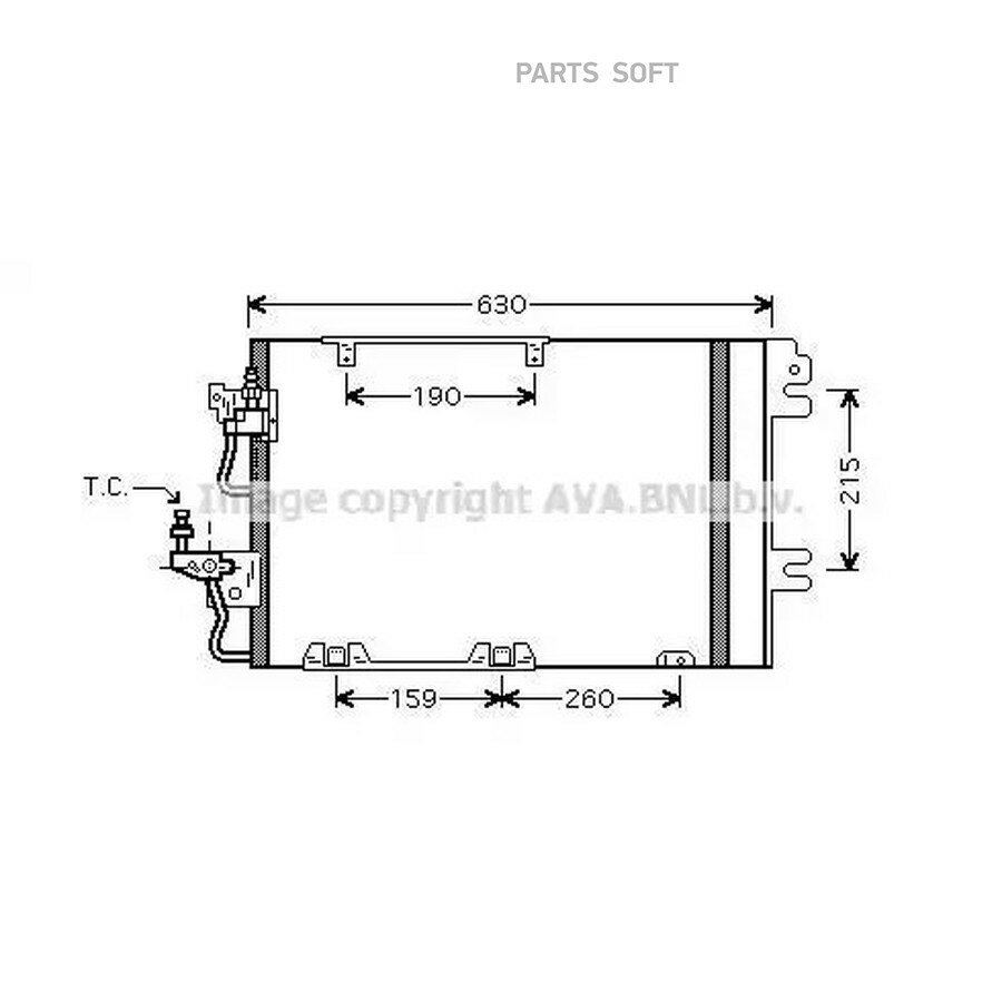 AVA OL5367D_радиатор кондиционера! с осушит.\ Opel Astra 1.8i 16V АКПП 04> от официального дистрибьютора, AVA, артикул OL5367D