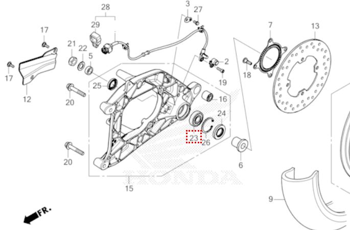 Подшипник, радиальный шариковый, 6303UU; Артикул Honda: 91051KS4003 (Оригинал)