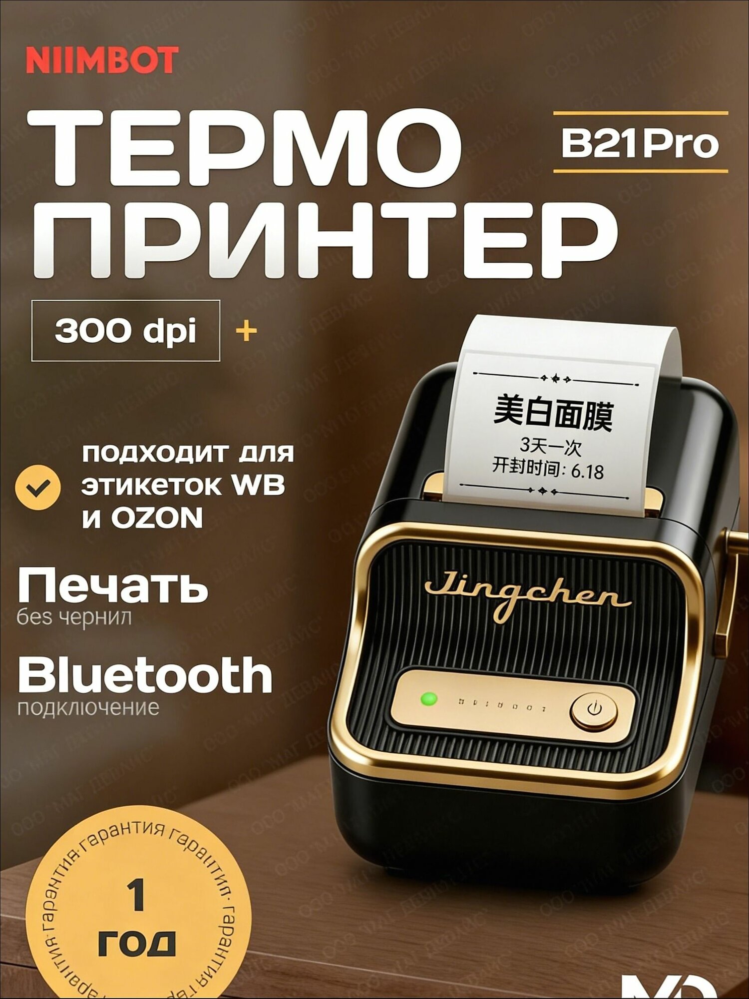 NIIMBOT Мини-принтер B21pro-2 термо, Монохромный