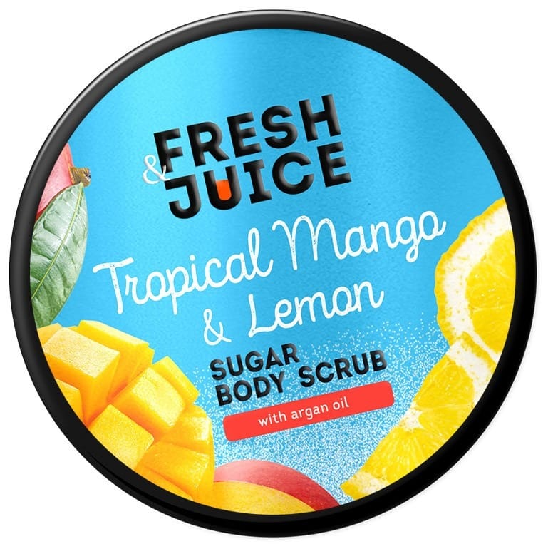Скраб для тела Fresh Juice сахарный, тропическое манго и лимон, 200 мл