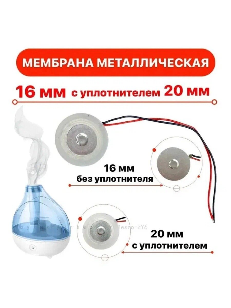 SHANSHENG-Мембрана для увлажнителя воздуха металлическая 16 мм. с уплотнительным кольцом 20 мм.