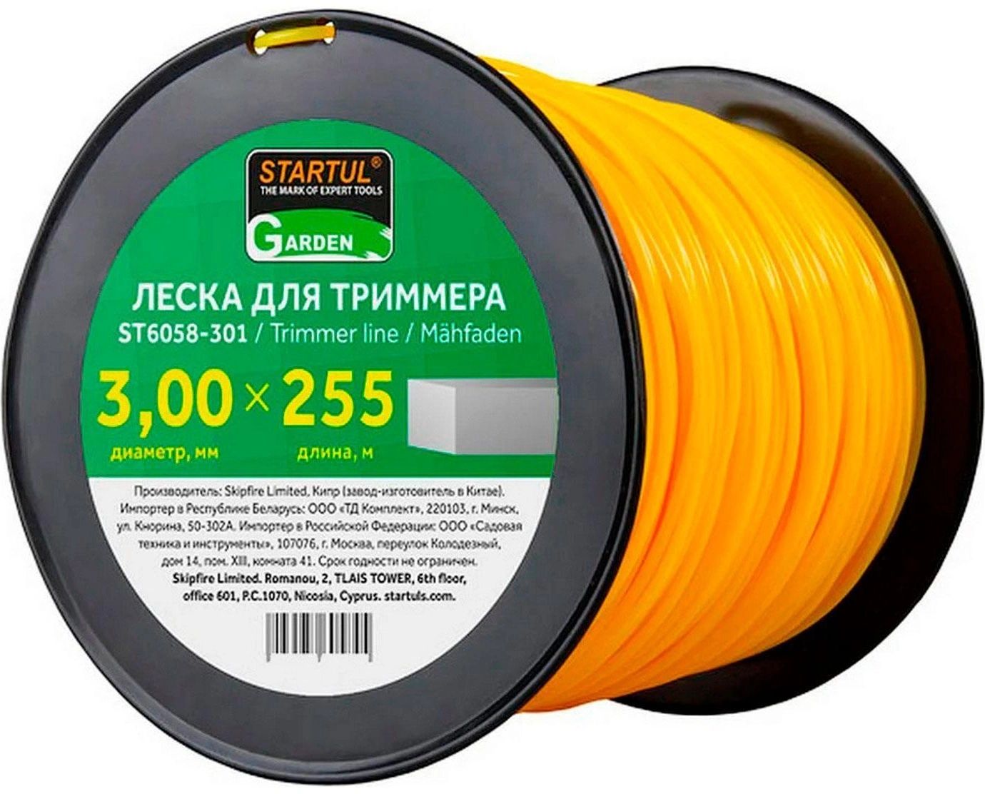 Леска для триммера startul GARDEN, ф 3.0 мм х 255 м, квадратное сечение