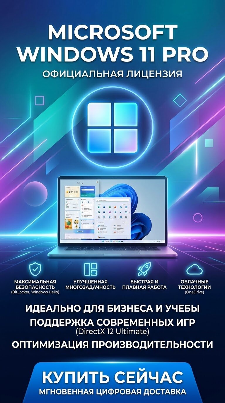 Microsoft Windows 11 Pro (Professional) — Официальный ключ активации (Бессрочная лицензия / Мгновенная доставка)