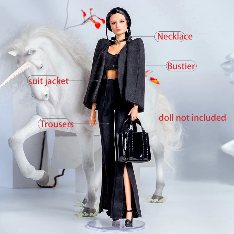 Черный костюм для кукол 1/6, Clothing sets A2