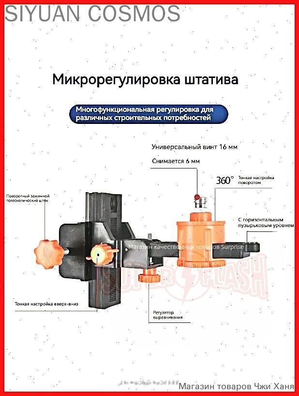 Лазерный уровень / подходящий для лазерных нивелиров / Калибр 15 мм / 6 мм / Пластиковый кронштейн