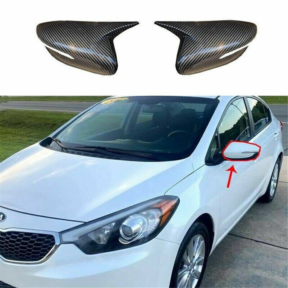 Накладки на боковые зеркала заднего вида с имитацией карбона для Kia Forte K3 2013-2018, в форме бычьего рога