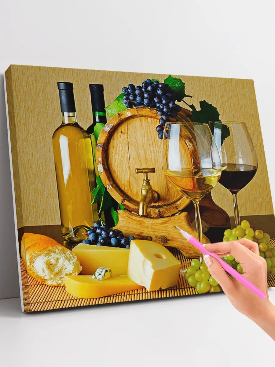 Алмазная мозаика (40x50) "Бочонок вина"