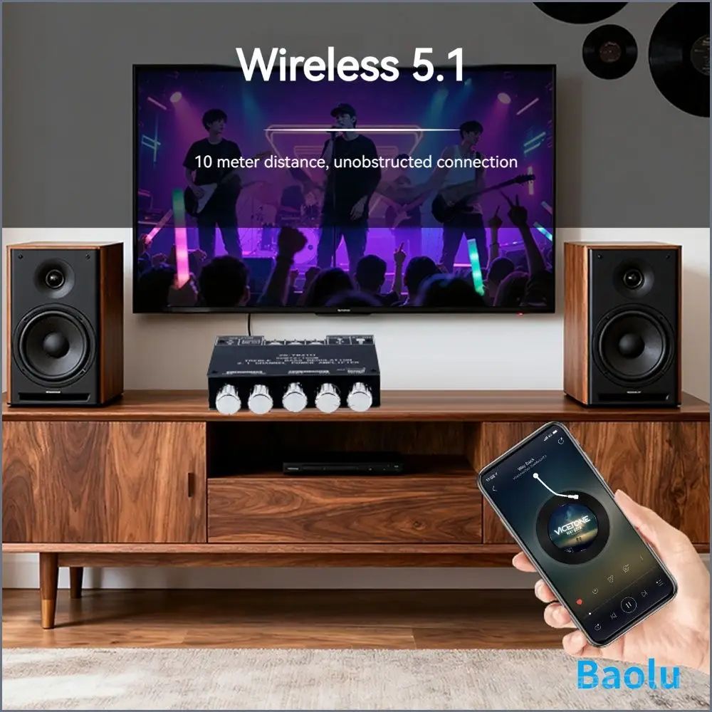 Аудиоусилитель ZK-TB21H Bluetooth 5.1, 2.1-канальный, 50+100 Вт, AUX/USB/TF