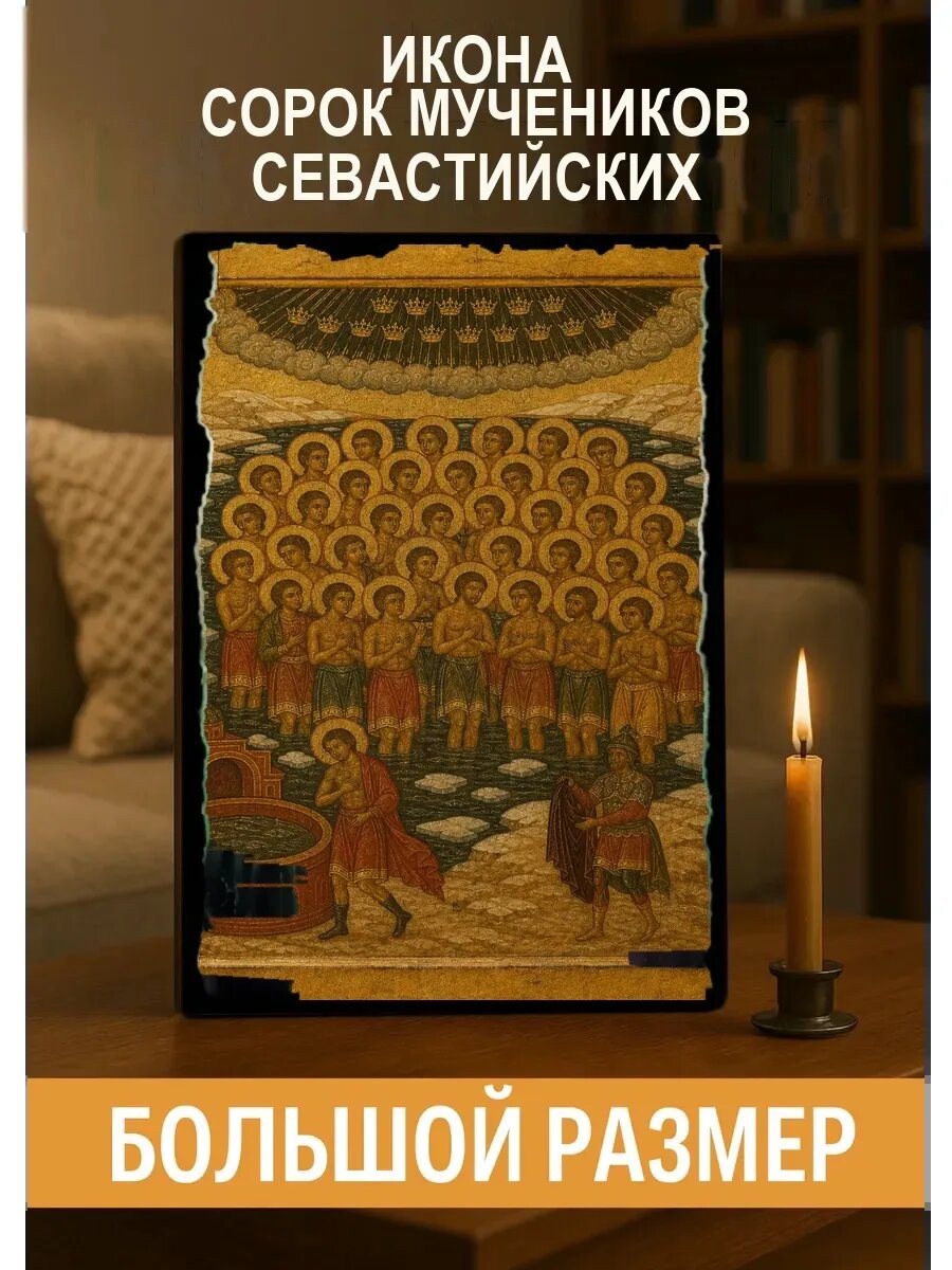 Икона Сорок мучеников Севастийских, на дереве, 30×40 см, освящённая