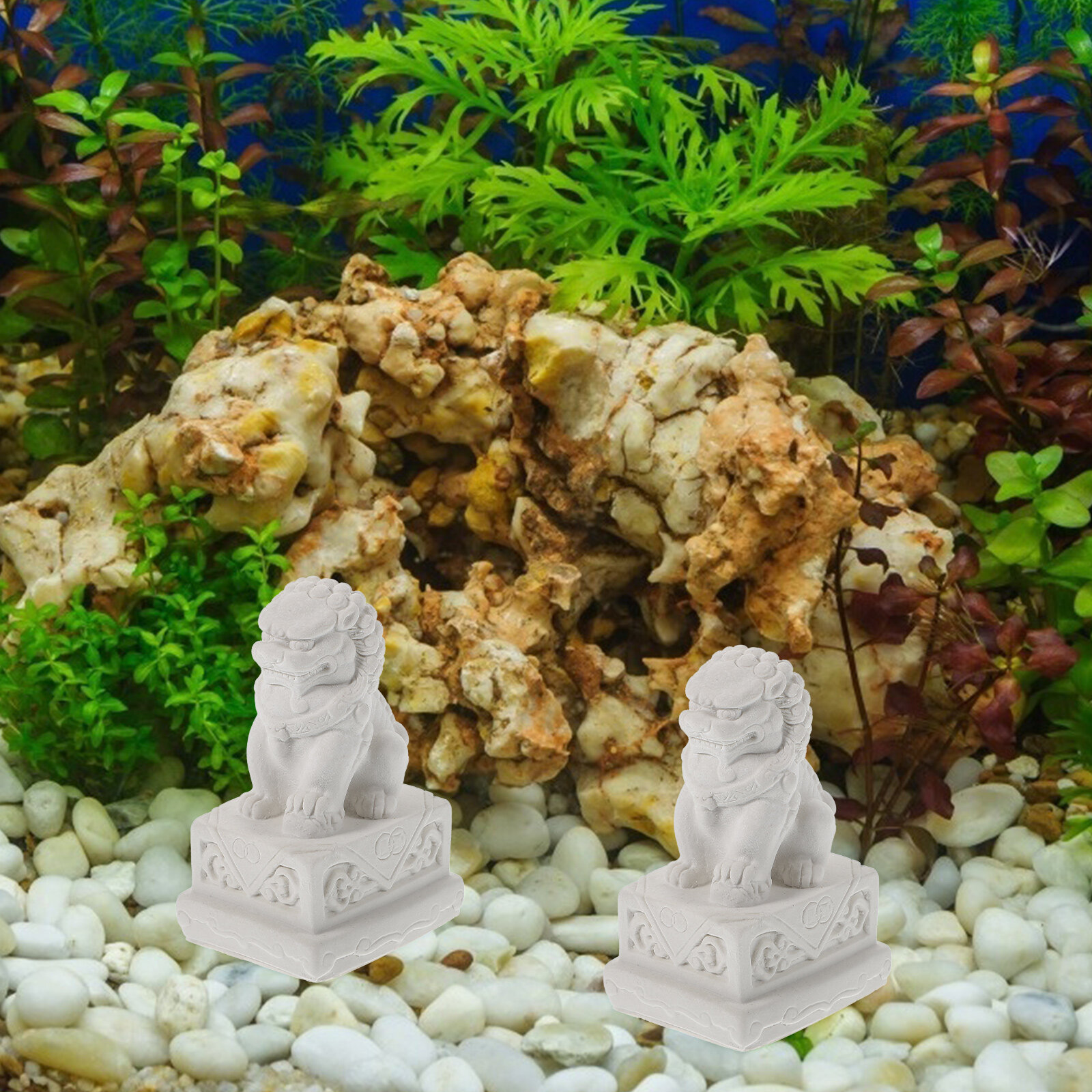 2 Штатуи Льва Из Цемента Для Украшения Сада И Десктопа 4.5x3.5x7.2Cm
