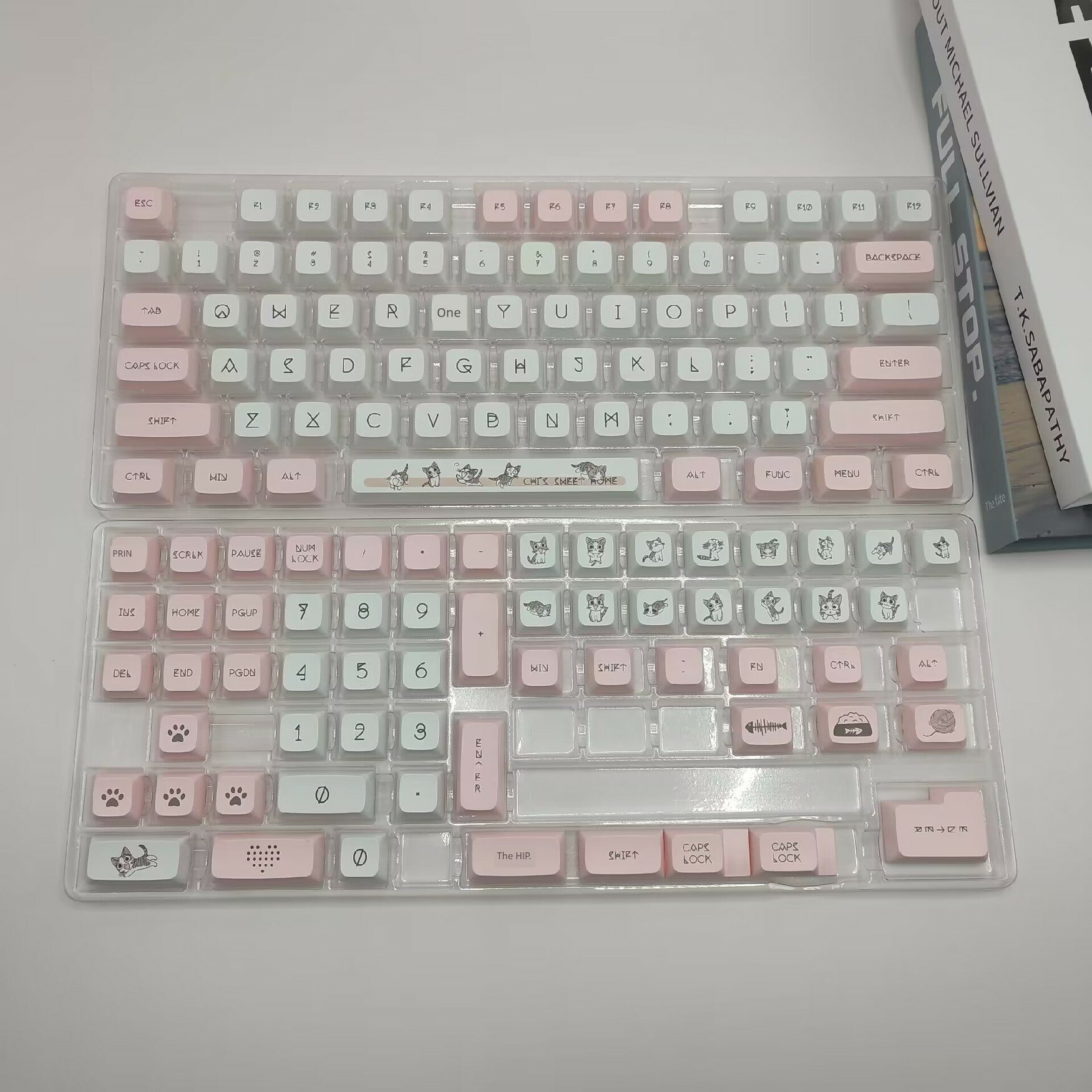 XDA Cheese Cat 136-клавишные механические клавиатурные накладки, английская раскладка, упаковка в коробку, полный