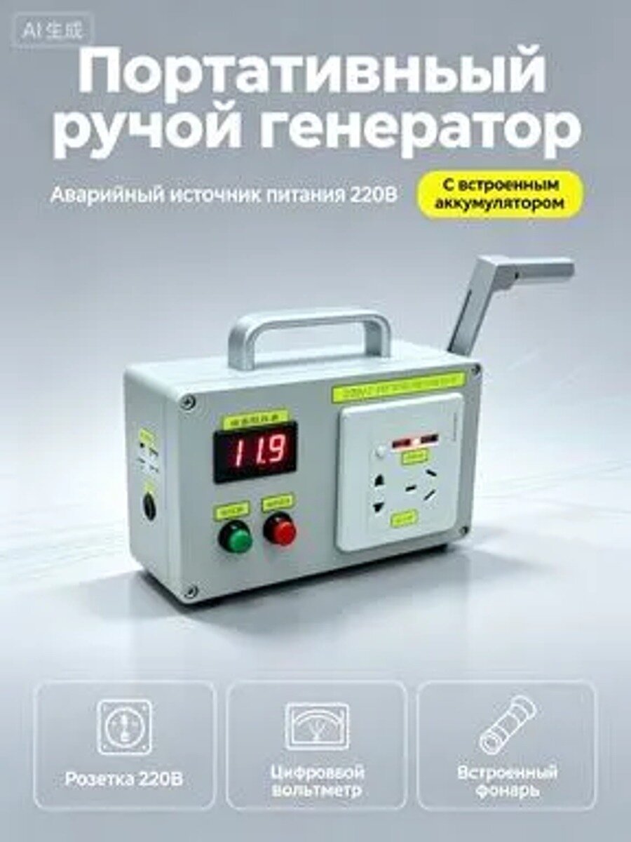 Генератор с ручным заводом для зарядки мобильных телефонов, путешествий и спасения людей на природе