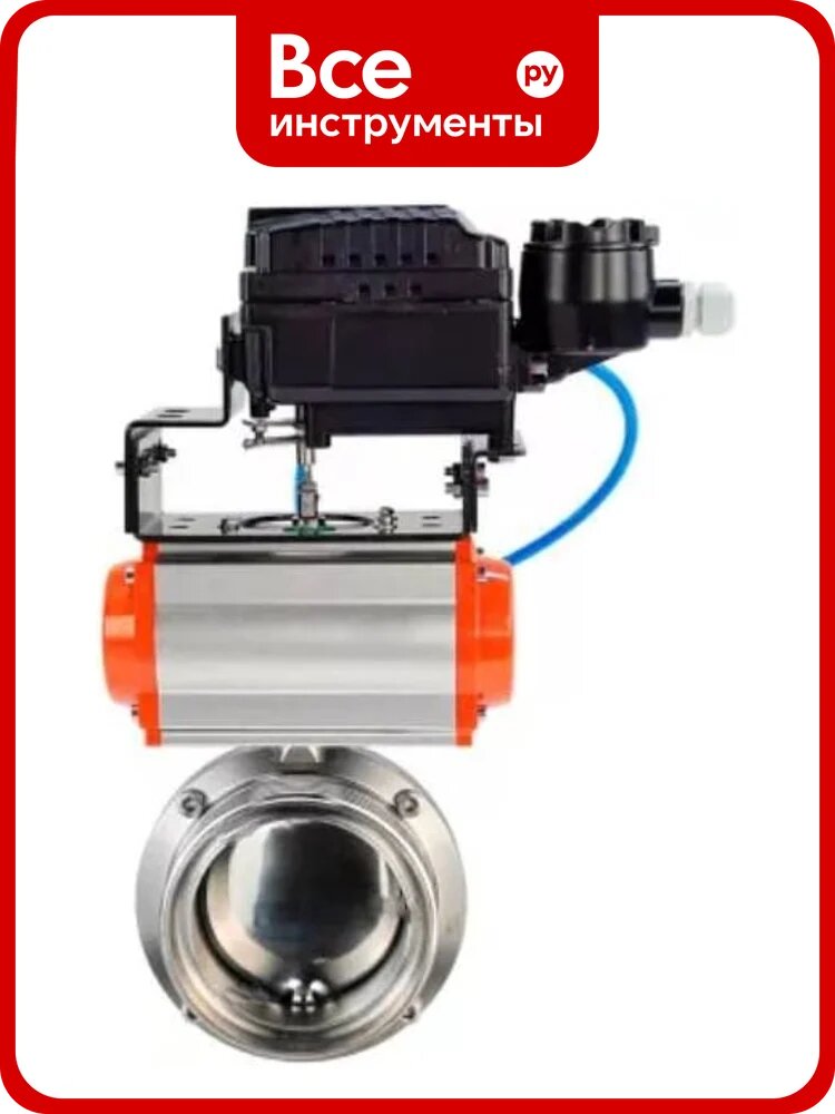 Затвор дисковый DN-ru 304-304-Sil Ду50 Ру10, резьбовой, пищ. нерж. сталь, пн. привод, позиционер D050-78146