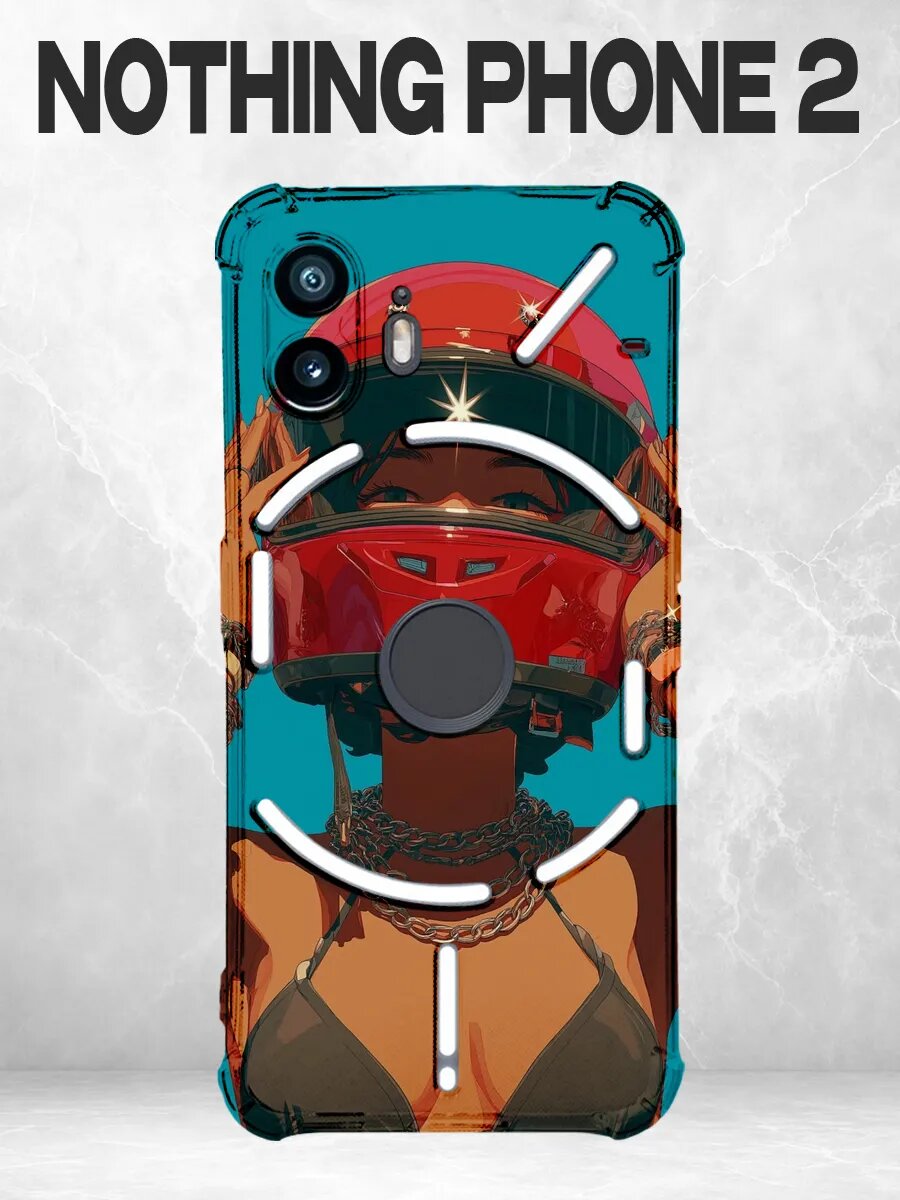 Чехол на Nothing Phone 2 с принтом Аниме девушка в красном ш