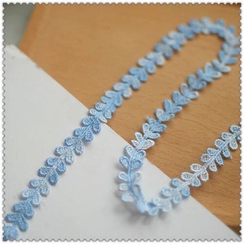 Кружевная тесьма QRTRIM 1.3 см, полиэстер, 2 ярда Голубой, Blue white