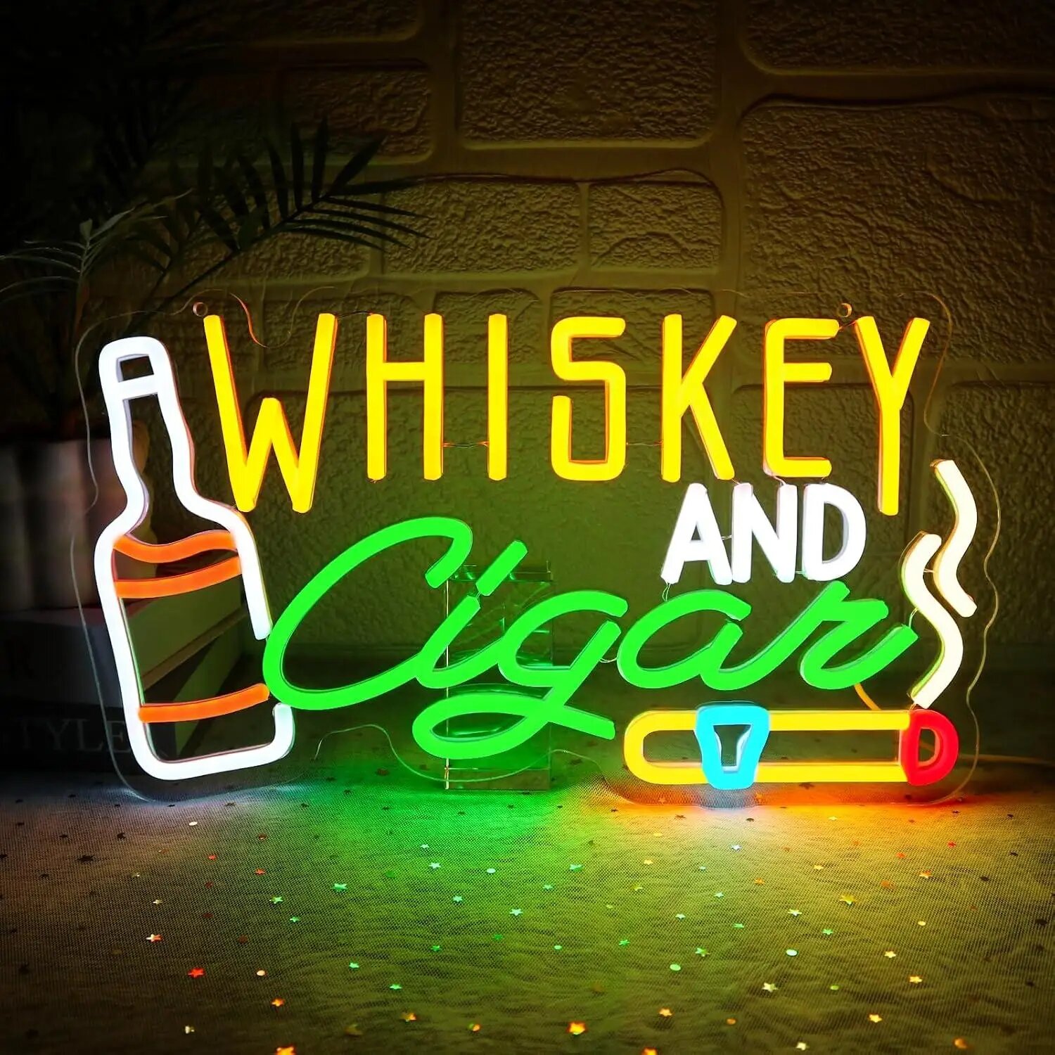 Неоновая вывеска Whiskey and Cigar LED настенный светильник USB, декор для домашнего бара паба кафе, световой знак на стену