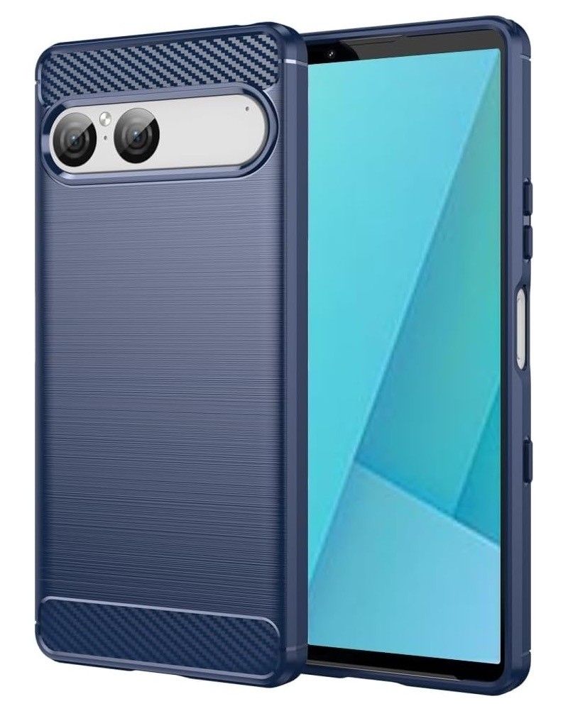 Чехол на Sony Xperia 10 VIII (10-8) силиконовый карбон сталь синий