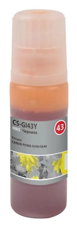 Чернила Cactus CS-GI43Y GI-43, для Canon, 60мл, желтый