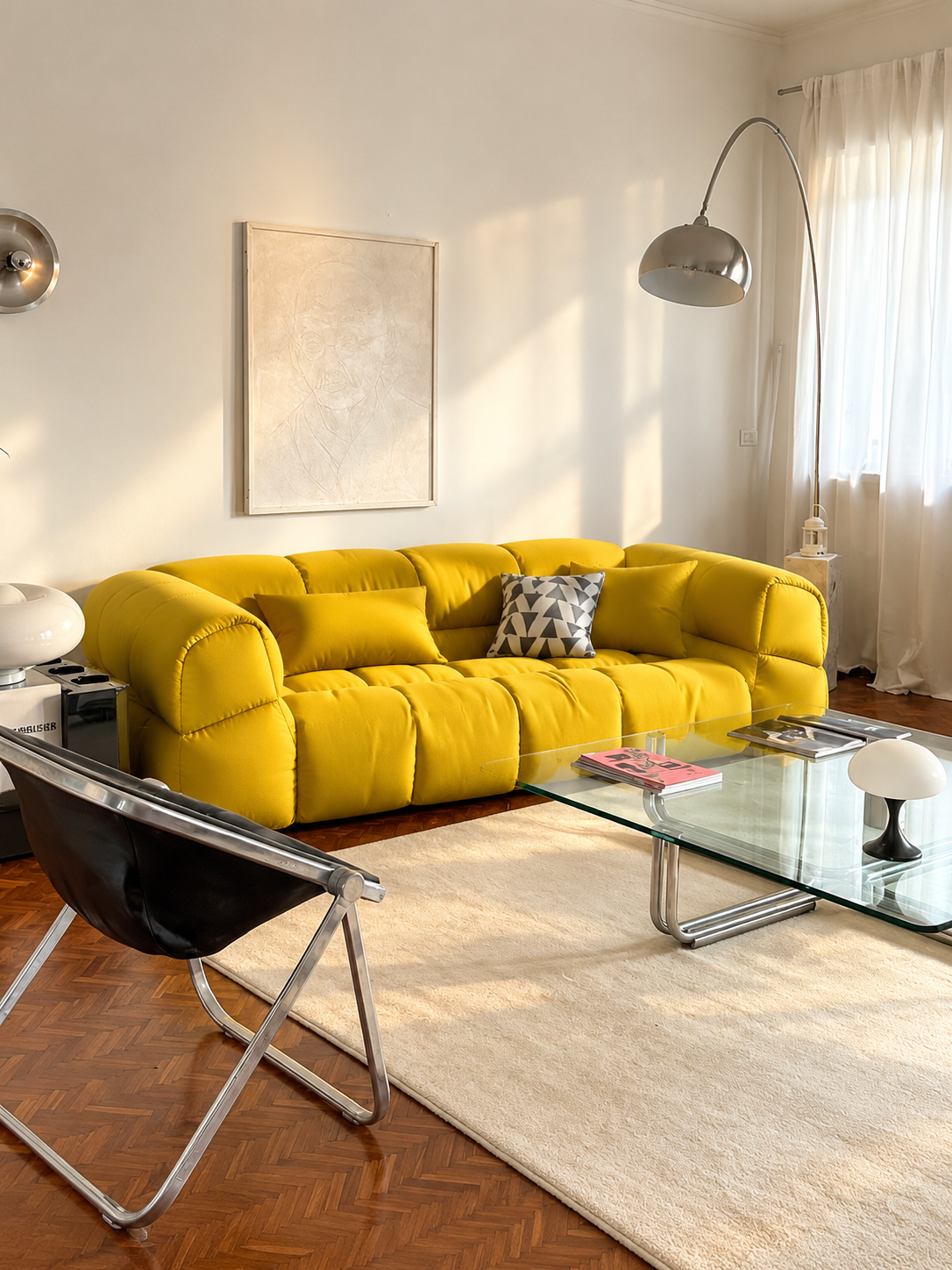 Диван Шелби Galaxy Yellow FM 239x105x72 см, желтый Экокожа, нераскладной Дом мебели для вас