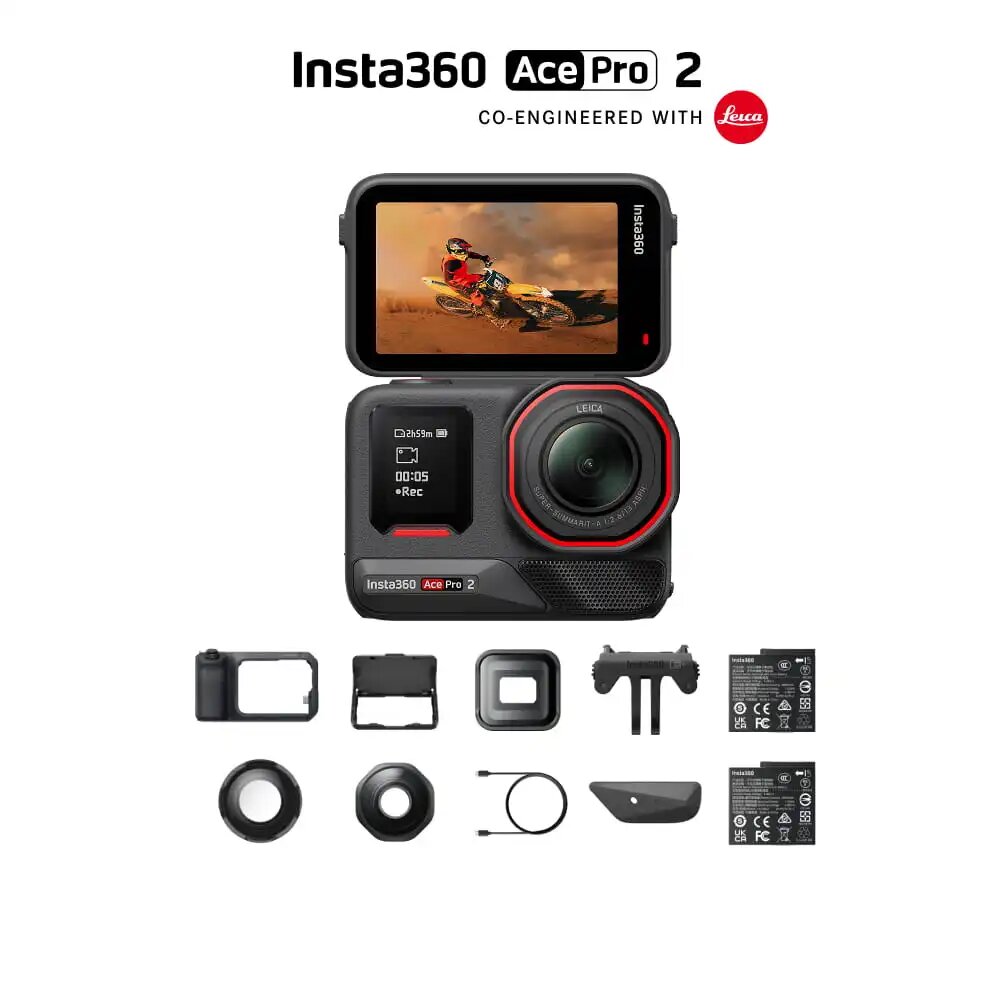 Экшн-камера Insta360 Ace Pro 2 Dual Battery, Ultimate Videography Bundle (Midnight Black)
