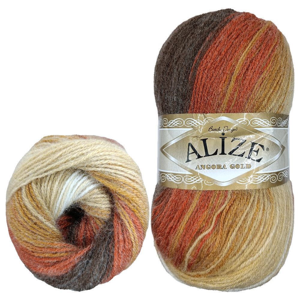 Пряжа для вязания Alize Angora gold batik 2626 коричневый 100 гр/550 м 20% шерсть, 80% акрил