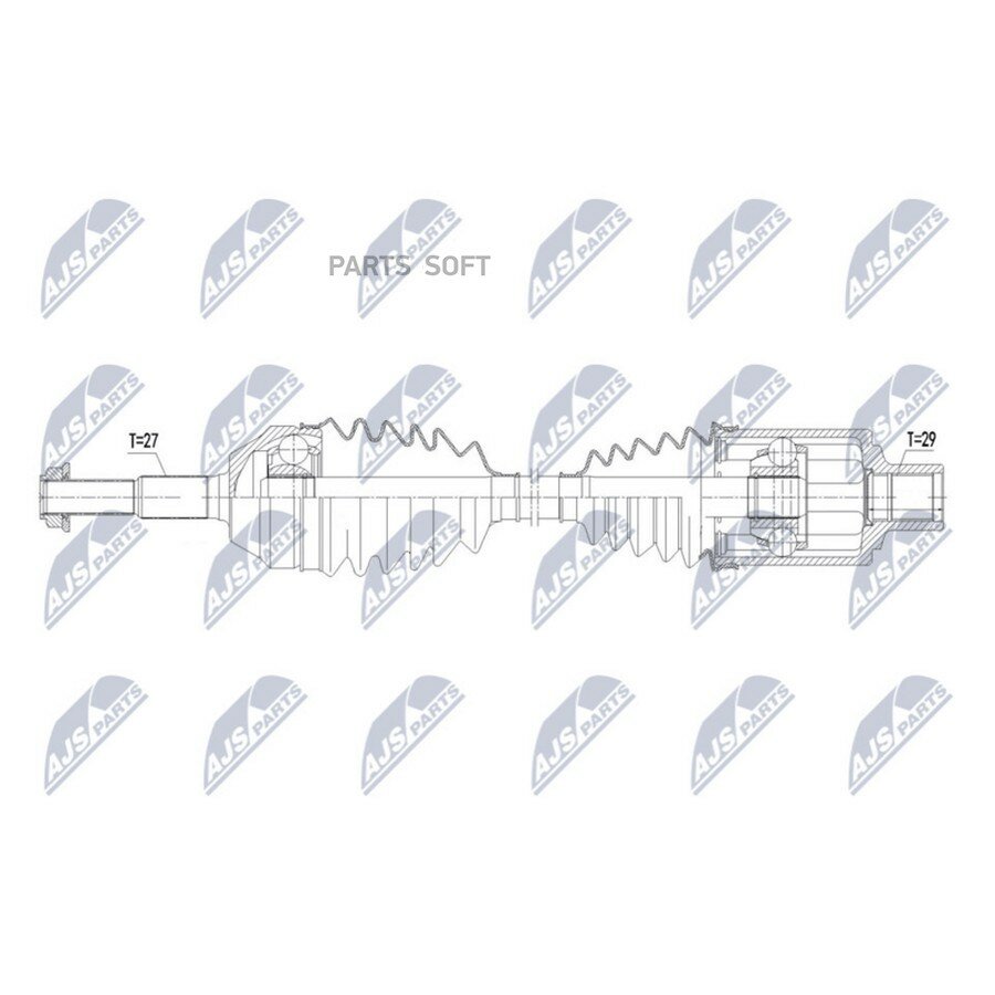 Полуось JEEP CHEROKEE 2.4,3.7,2.5CRD,2.8CRD 4WD 01-08 /PRZEDNIA, PRAWA/ от официального дистрибьютора, NTY, артикул NPWCH098