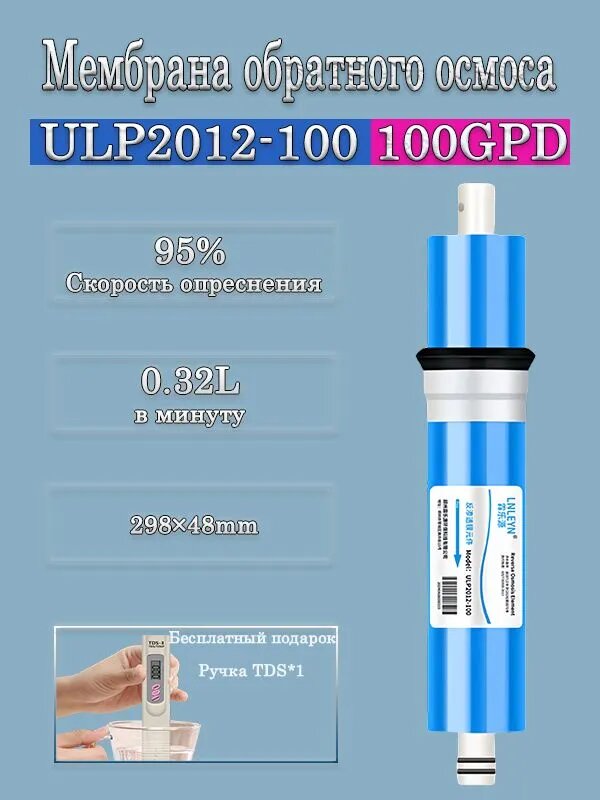 Мембрана обратного осмоса ULP2012-100 100, 0, размер 298x48 мм, синяя