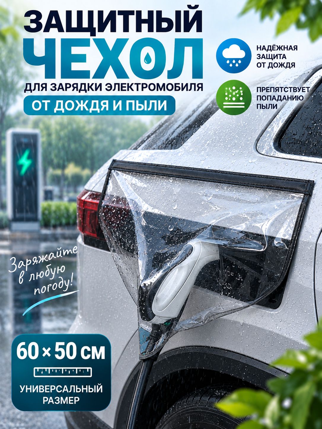 Дождевик для зарядки электромобиля, защита внешних частей автомобиля
