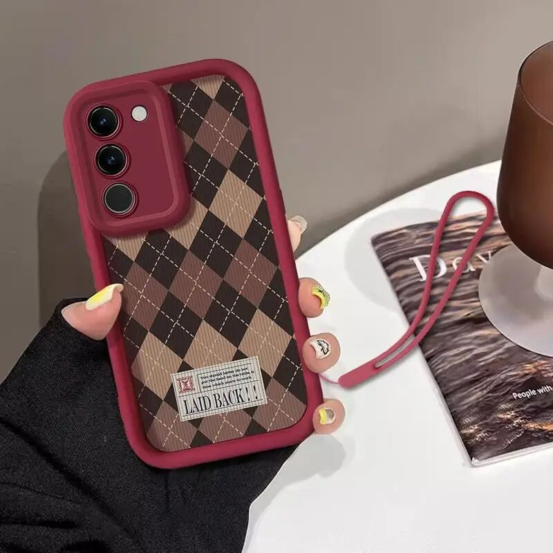 Чехол для телефона в британском ретро-стиле с рисунком ромбиками для Samsung s24 S23FE GALAXY S24 + s23plus Note20 s22, ультрамягкий противоударный чехол для тел