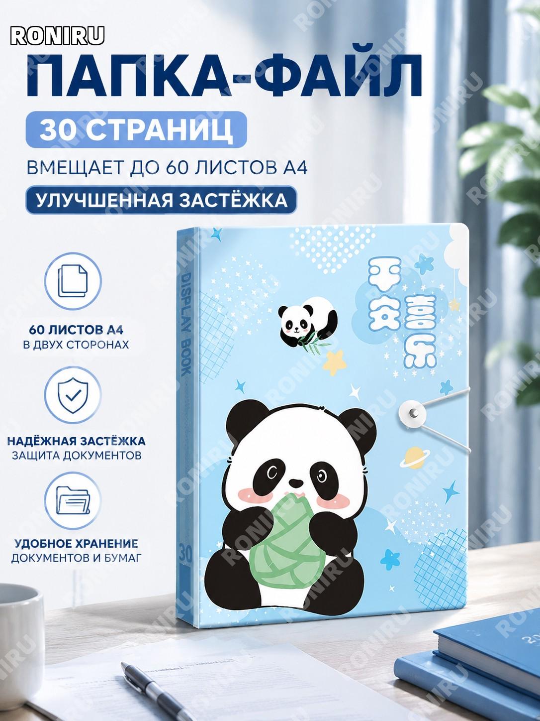 Папка-органайзер A4 для документов 30 страниц, модель с застежкой, двустороннее размещение 60 листов, 1 шт пластик
